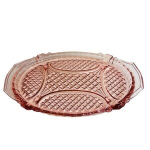 Vintage Art Deco style pink glass tray/dish